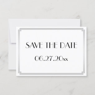 Tiny Gatsby Art Deco Silver Wedding speichern das  Save The Date