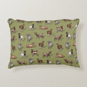 Tiny Goats on Green - Goat Herd Pattern Dekokissen