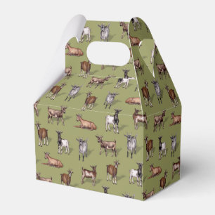 Tiny Goats on Green - Goat Herd Pattern Geschenkschachtel