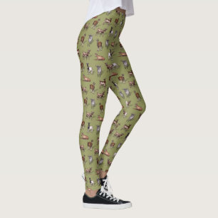 Tiny Goats on Green - Goat Herd Pattern Leggings