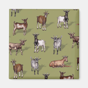 Tiny Goats on Green - Goat Herd Pattern Magnet