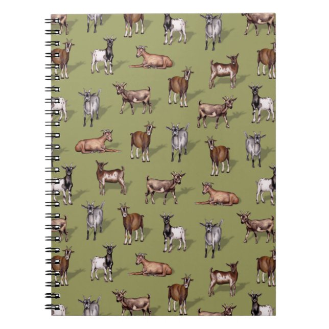 Tiny Goats on Green - Goat Herd Pattern Notizblock (Vorderseite)
