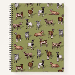 Tiny Goats on Green - Goat Herd Pattern Notizbuch