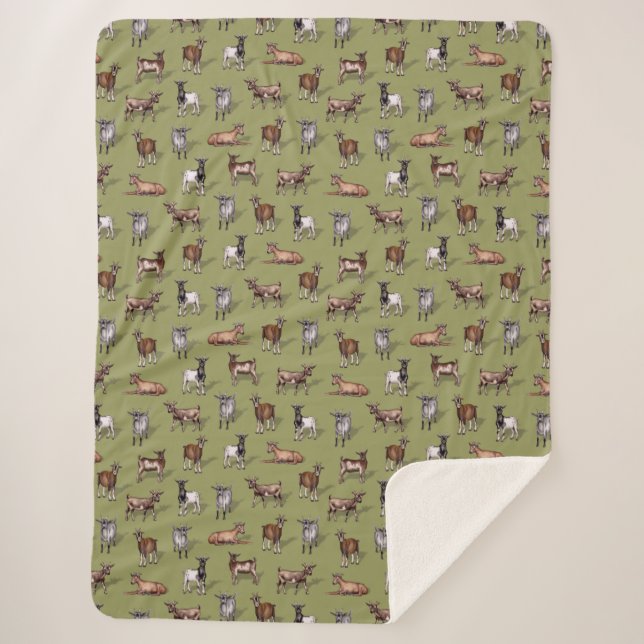 Tiny Goats on Green - Goat Herd Pattern Sherpadecke (Vorderseite)