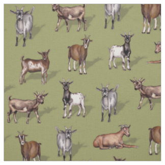 Tiny Goats on Green - Goat Herd Pattern Stoff
