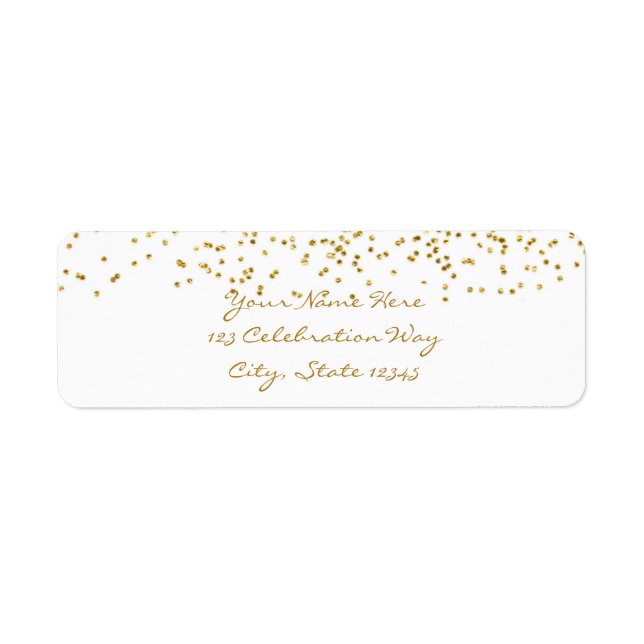 Tiny Gold Dots Confetti Modern Wedding Labels (Vorne)