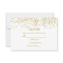 Tiny Gold Dots Confetti Modern Wedding RSVP Card