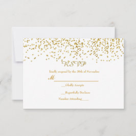 Tiny Gold Dots Confetti Modern Wedding RSVP Card Karte
