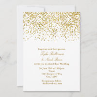 Tiny Gold Dots Confetti Moderne Hochzeitseinladung