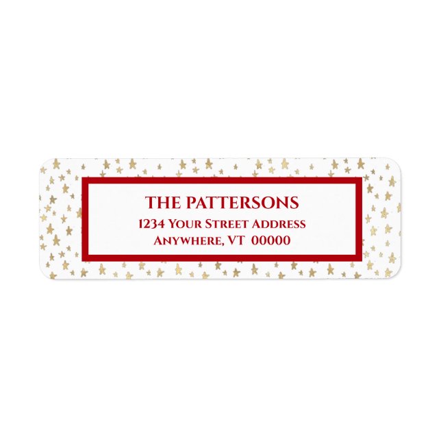 Tiny Gold Stars Red Border Return Address Label (Vorne)