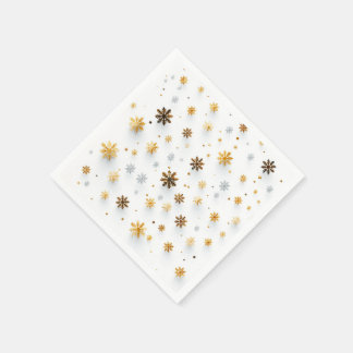 Tiny Golden Snow Tes: Weihnachts-Schneeflocke Napk Serviette