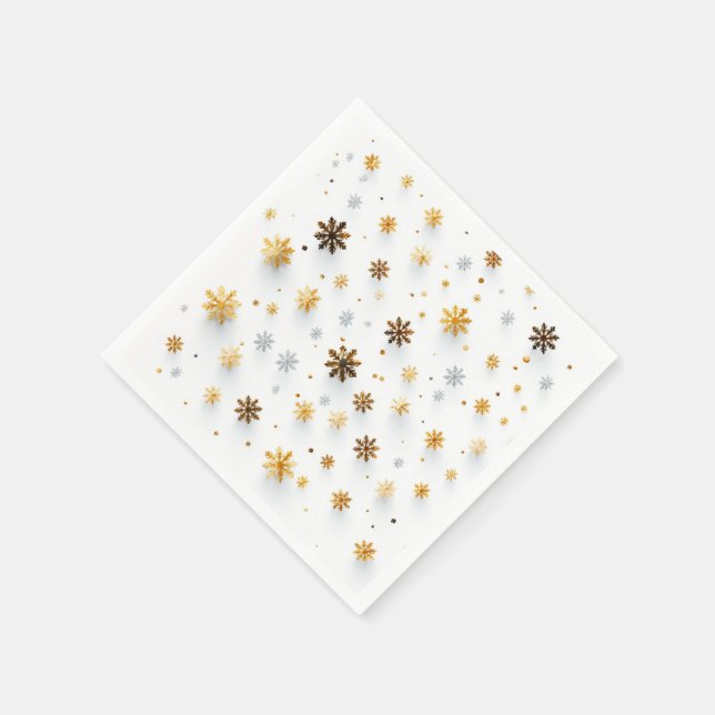 Tiny Golden Snow Tes: Weihnachts-Schneeflocke Napk Serviette (Ecke)