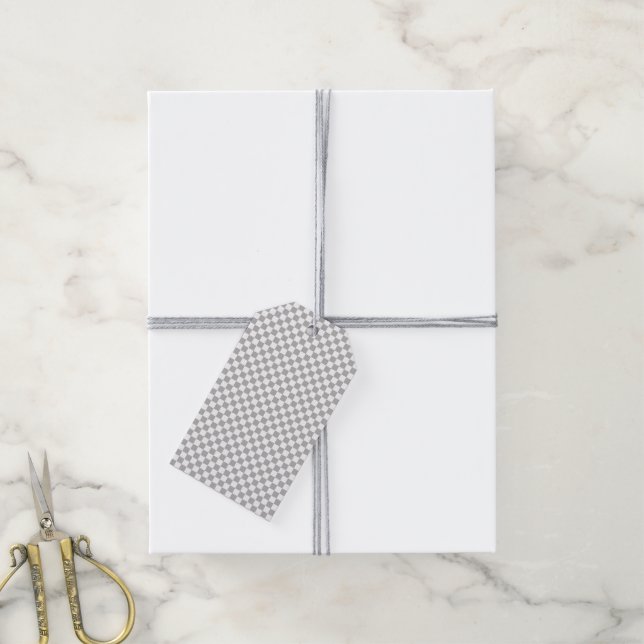 Tiny Gray and White Checkerboard Geschenkanhänger (Mit Garn)