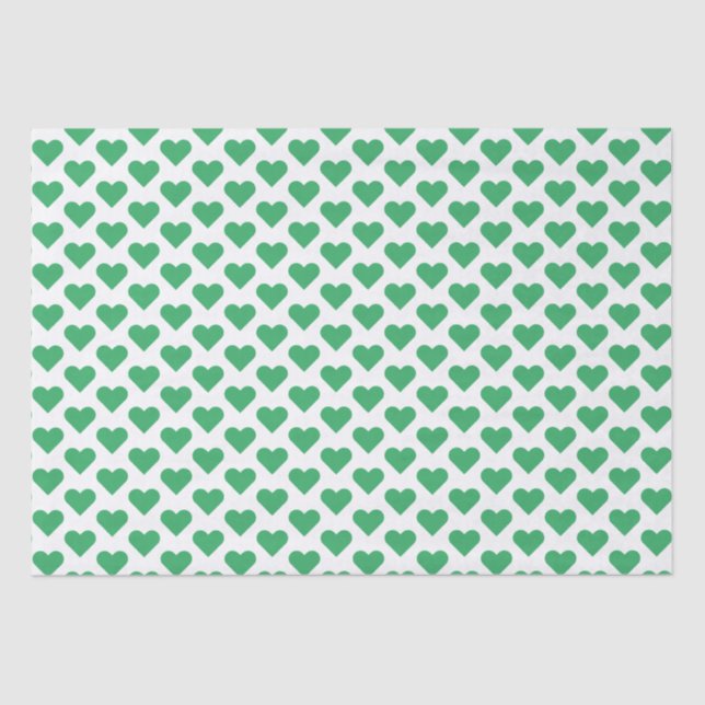 Tiny Green Hearts Musterteppichpapier Seidenpapier (Vorderseite)