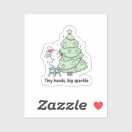 Tiny Hands Big Sparkle Cute Bunny Christmas Aufkleber