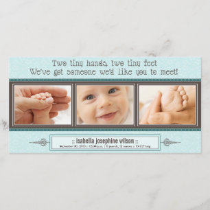 Tiny Hands, Tiny Feet Birth Announcement (blau) Ankündigung