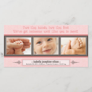 Tiny Hands, Tiny Feet Birth Announcement (pink) Ankündigung