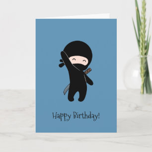 Tiny Happy Ninja am Blue Birthday Karte