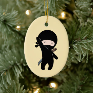 Tiny Happy Ninja auf Yellow Keramik Ornament