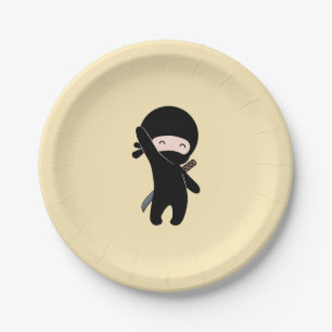 Tiny Happy Ninja auf Yellow Pappteller