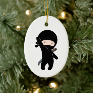 Tiny Happy Ninja Keramik Ornament