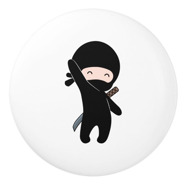 Tiny Happy Ninja Keramikknauf (Vorderseite)