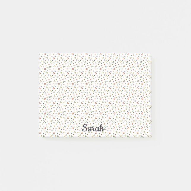 Tiny Hearts Add Name Niedlich Office Geschenk Post-it Klebezettel (Vorderseite)