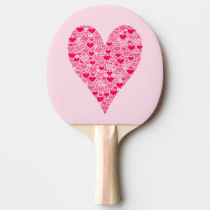Tiny Hearts Big Heart auf Rose Pink Valentines Tischtennis Schläger