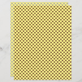 Tiny Hearts Brown Yellow Scrapbook Paper