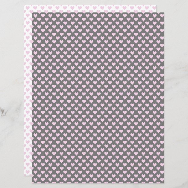 Tiny Hearts Pink Scrapbook Paper (Vorne/Hinten)