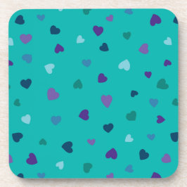 Tiny Hearts, Purple, Teal, Blue on Turquoise Getränkeuntersetzer