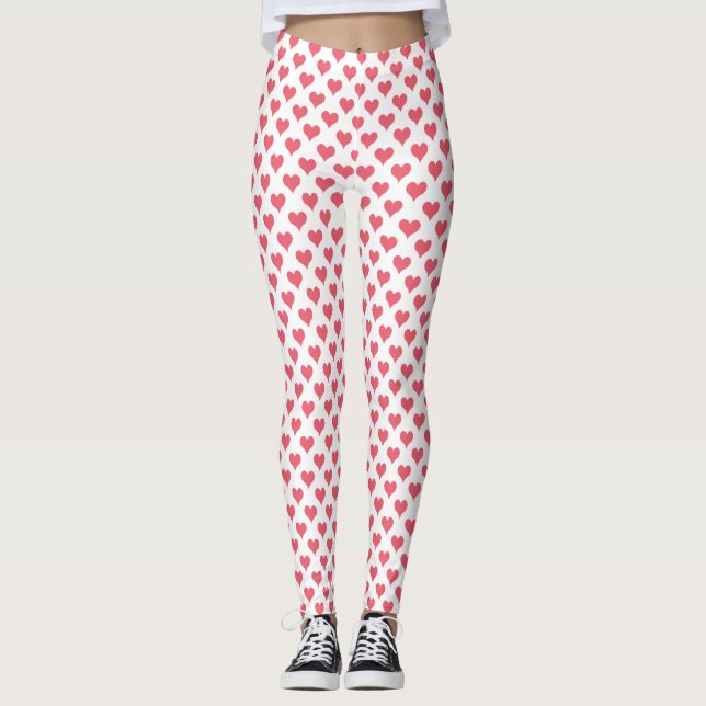 Tiny Hearts Red White Leggings (Vorderseite)