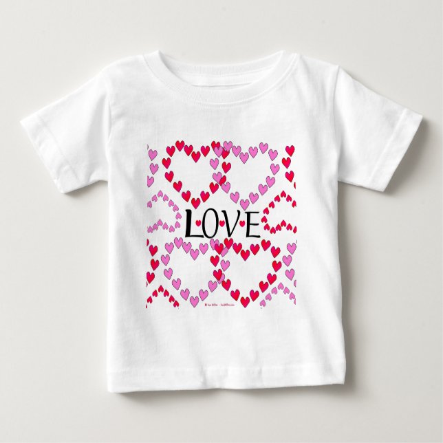 Tiny Hearts Rosa LIEBE Baby T-shirt (Vorderseite)