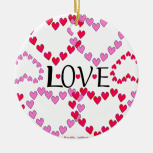 Tiny Hearts Rosa LIEBE Keramik Ornament