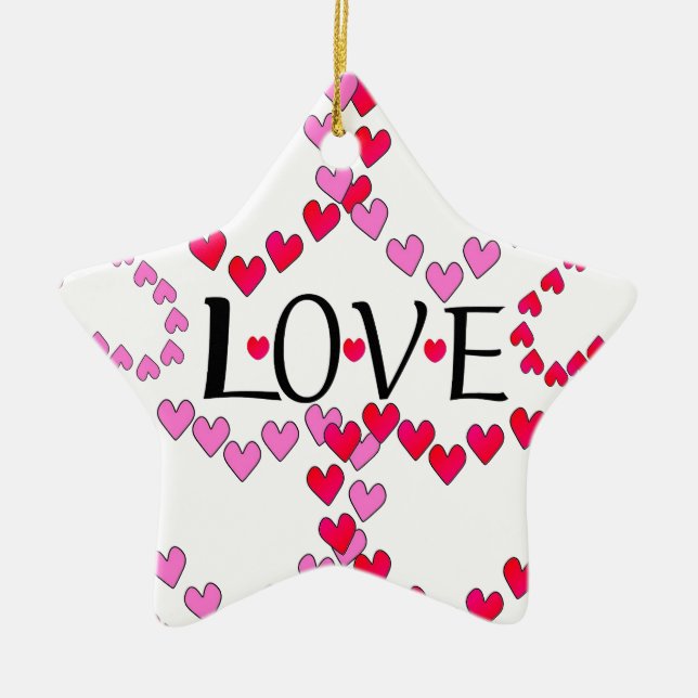 Tiny Hearts Rosa LIEBE Keramik Ornament (Vorne)