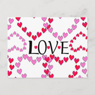 Tiny Hearts Rosa LIEBE Postkarte