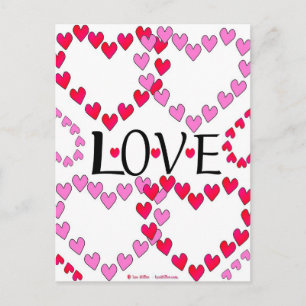 Tiny Hearts Rosa LIEBE Postkarte