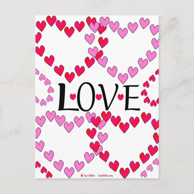 Tiny Hearts Rosa LIEBE Postkarte (Vorderseite)