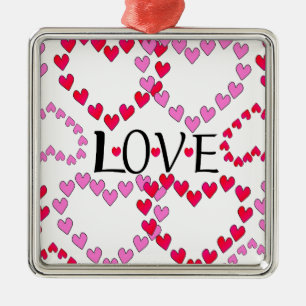 Tiny Hearts Rosa LIEBE Silbernes Ornament
