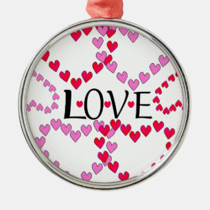 Tiny Hearts Rosa LIEBE Silbernes Ornament
