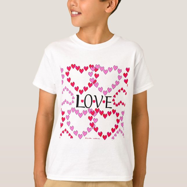 Tiny Hearts Rosa LIEBE T-Shirt (Vorderseite)