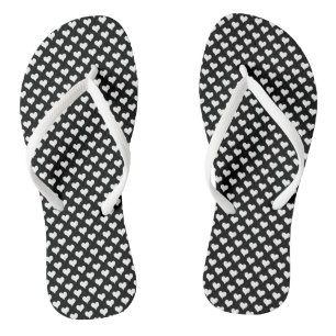 Tiny Hearts Schwarz-weiße Flip Flops