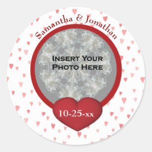 Tiny Hearts Wedding Foto Personalisiert Runder Aufkleber