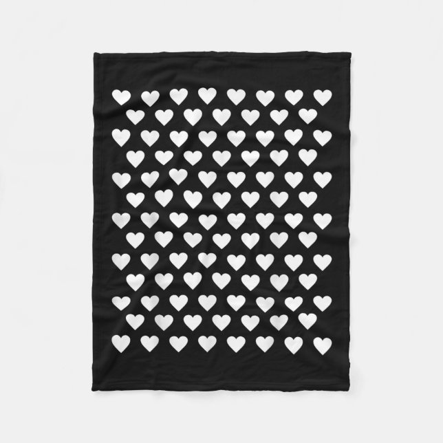 Tiny Hearts White Polka Dot Muster Niedlich Valent Fleecedecke (Vorderseite)