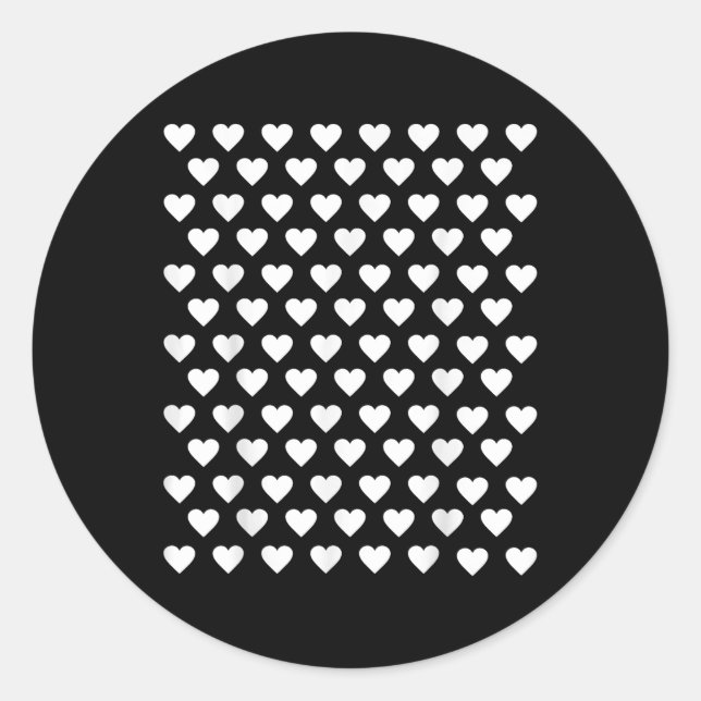 Tiny Hearts White Polka Dot Muster Niedlich Valent Runder Aufkleber (Vorderseite)
