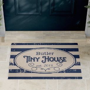 Tiny House Personalisiert Navy Blue Fußmatte