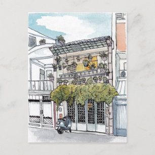 Tiny House Saigon Vietnam Illustration Postkarte