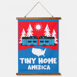 Tiny House Zuhause America Wandteppich Mit Holzrahmen