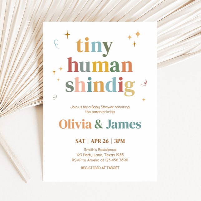 Tiny Human Shindig Baby Dusche Einladung (Tiny Human Shindig Retro Baby Shower Invitation
)