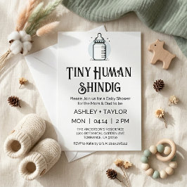 Tiny Human Shindig Minimalistisch Baby Dusche Einladung